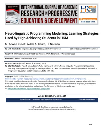 Neuro-linguistic Programming Modelling: Learning Strategies . - HRMARS