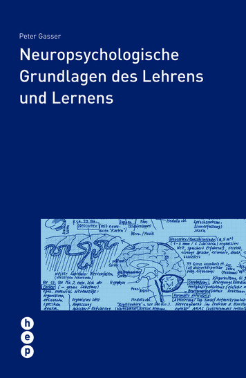 Peter Gasser Neuropsychologische Grundlagen Des Lehrens . - Hep Verlag