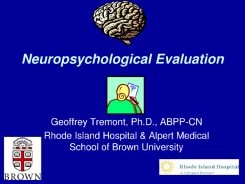 Neuropsychology Primer For The LTC Underwriter - Brown University