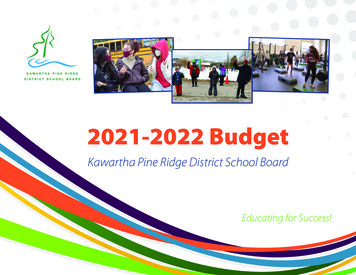 2021-2022 Budget - Kawartha Pine Ridge District School Board