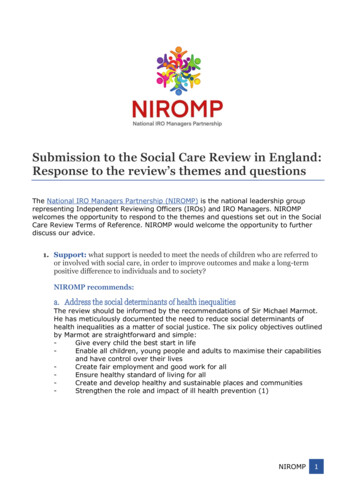 Submission To The Social Care Review In England . - WordPress 
