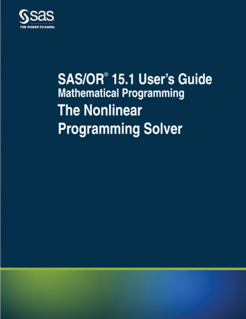 The Nonlinear Programming Solver - SAS
