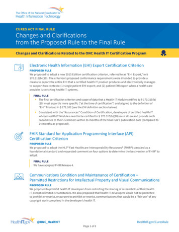 Cures Act Final Rule: Changes And Clarifications From The Proposed Rule .