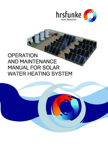 Operation And Maintenance Manual For Solar Water Heating System