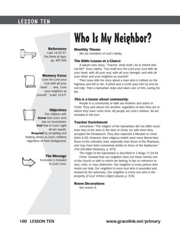 LESSON TEN Who Is My Neighbor? - GraceLink