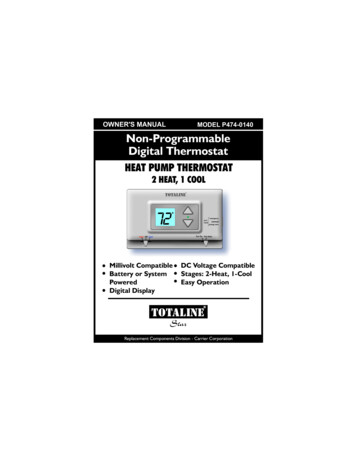 OWNER'S MANUAL MODEL P474-0140 Non-Programmable Digital Thermostat