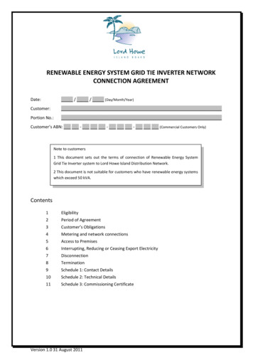 Renewable Energy System Grid Tie Inverter Network Connection Agreement