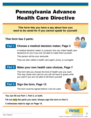 Pennsylvania Advance Health Care Directive - PREPARE