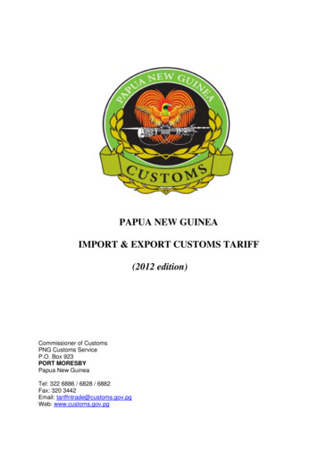 Papua New Guinea Import & Export Customs Tariff