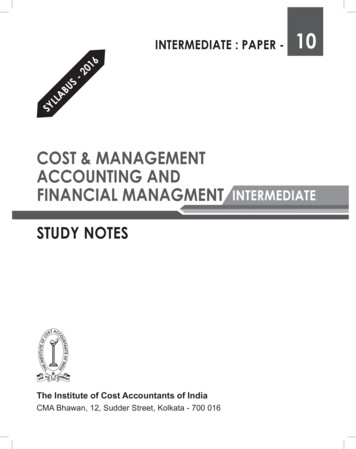 Cost & Management Accounting And Financial Managment Intermediate