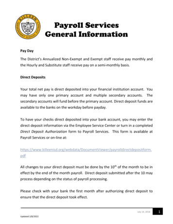 Payroll Services General Information - Killeen Independent School District