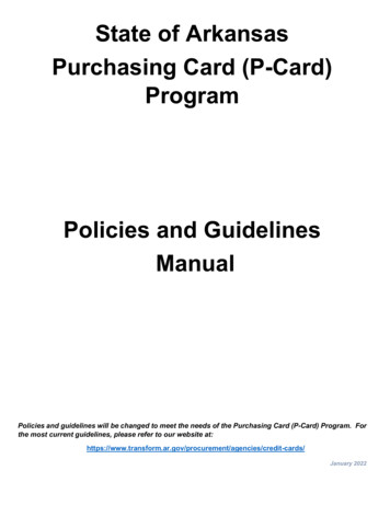 State Of Arkansas Purchasing Card (P-Card) Program
