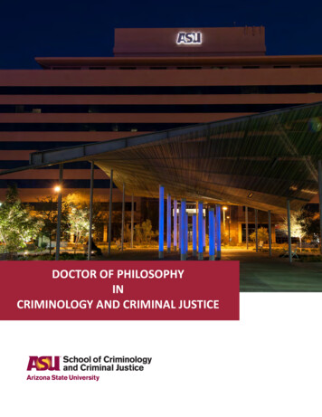 Doctor Of Philosophy In Criminology And Criminal Justice