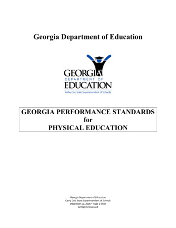 GEORGIA PERFORMANCE STANDARDS For PHYSICAL EDUCATION