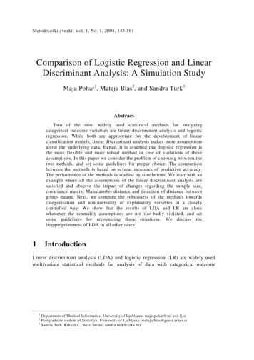 Comparison Of Logistic Regression And Linear Discriminant Analysis: A .