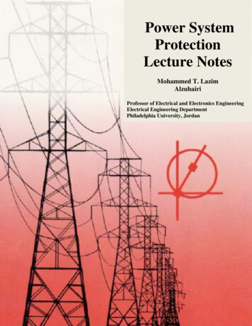 Power System Protection Part Power System Protection Lecture Notes