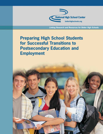 Preparing High School Students For Successful Transitions To .