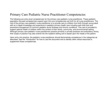 Primary Care Pediatric Nurse Practitioner Competencies