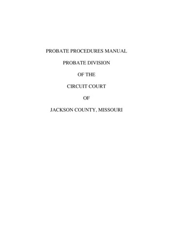 Probate Procedures Manual Probate Division Of The Circuit Court Of .