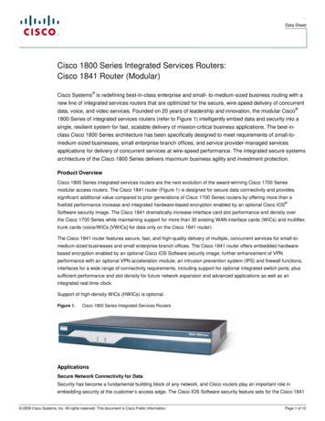 Cisco 1800 Series Integrated Services Routers: Cisco 1841 Router (Modular)