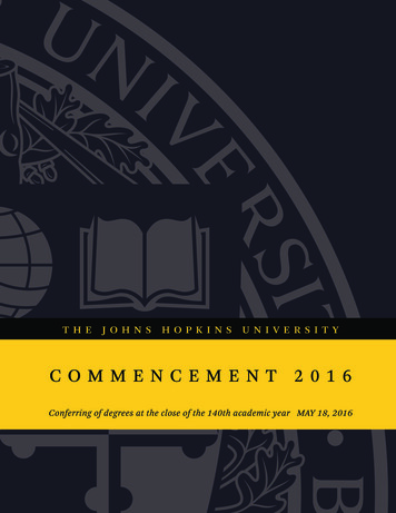 Program Commencement 2016 - THE JOHNS HOPKINS UNIVERSITY