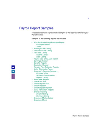 Payroll Report Samples