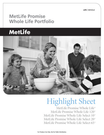 MetLife Promise Whole Life Portfolio - Crowe & Associates