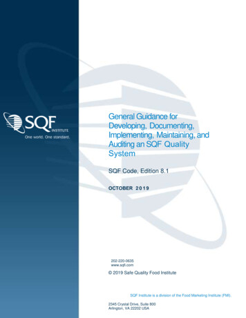 General Guidance For Developing, Documenting, Implementing . - SQFI