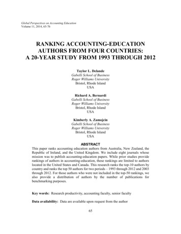 Ranking Accounting-education Authors From Four Countries: A 20-year .