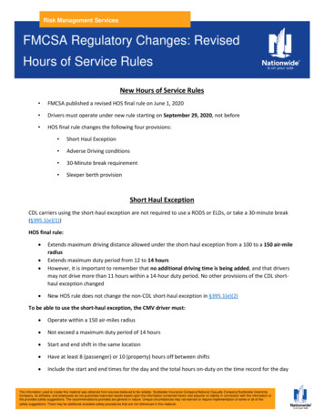 FMCSA Regulatory Changes: Revised Hours Of Service Rules