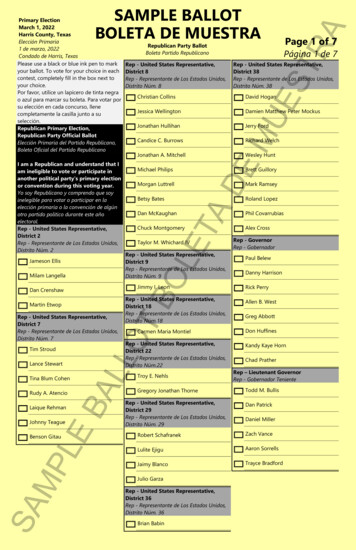 SAMPLE BALLOT March 1, 2022 BOLETA DE MUESTRA Page 1 Of . - Harris Votes