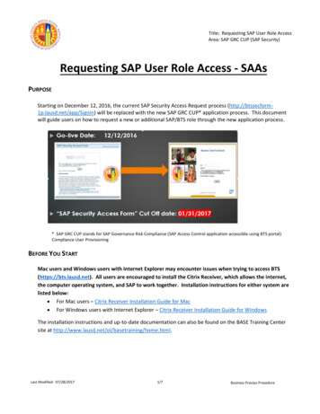 Requesting SAP User Role Access - SAAs