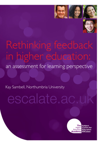 Rethinking Feedback In Higher Education - University Of Plymouth