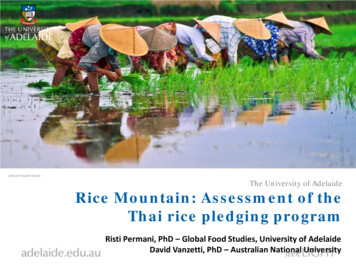 The University Of Adelaide Rice Mountain: Assessment Of The Thai Rice .