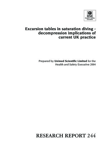 Excursion Tables In Saturation Diving - Current UK Practice