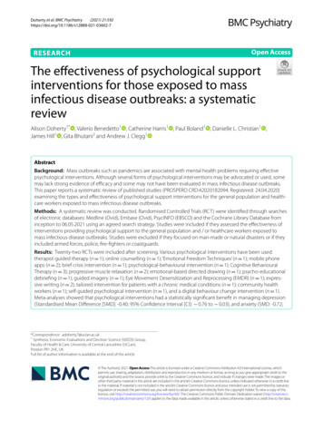 The Effectiveness Of Psychological Support . - BMC Psychiatry