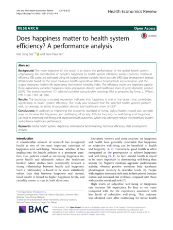 Does Happiness Matter To Health System Efficiency? A Performance Analysis