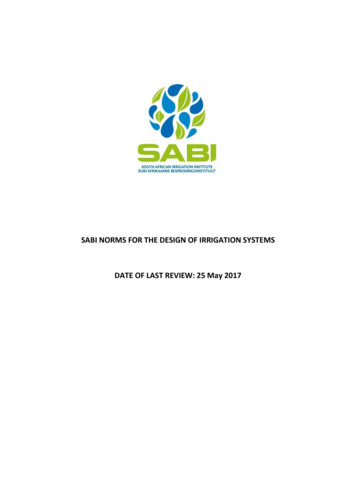 Sabi Norms For The Design Of Irrigation Systems Date Of Last Review: 25 .