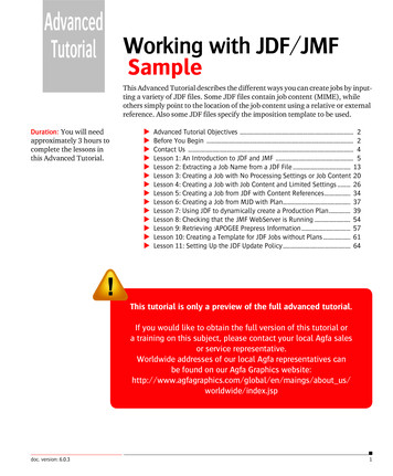 Advanced Tutorial Working With JDF/JMF Sample - Agfa Corporate