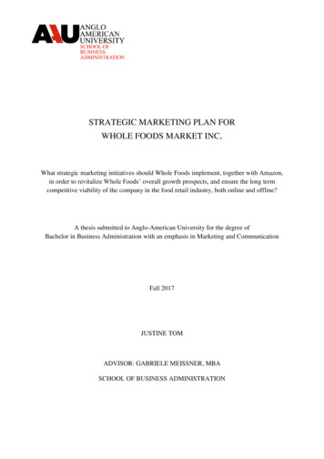 Strategic Marketing Plan For Whole Foods Market Inc