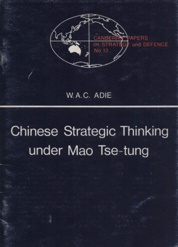 Chinese Strategic Thinking Under Mao Tse-tung