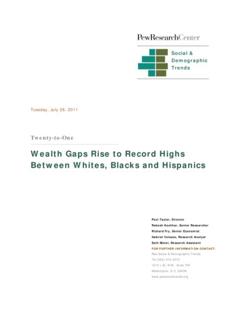 Wealth Gaps Rise To Record Highs Between Whites . - Pew Research Center