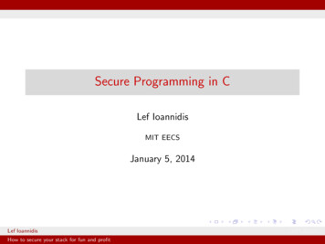 Secure Programming In C - Massachusetts Institute Of Technology