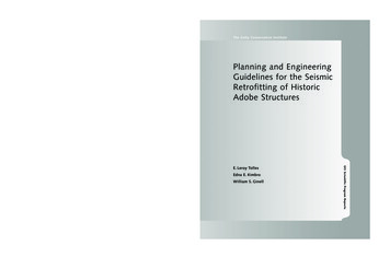 Planning And Engineering Guidelines For The Seismic Retrofitting