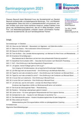 Seminarprogramm 2021 - Diakonie Bayreuth
