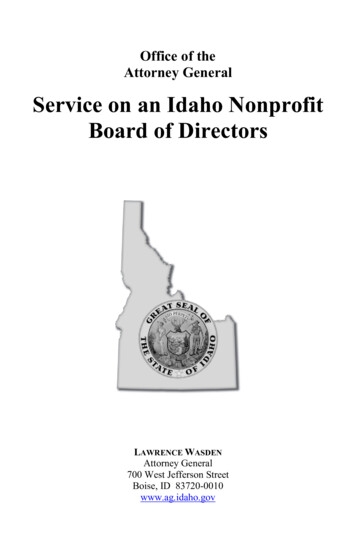 Service On An Idaho Nonprofit Board Of Directors
