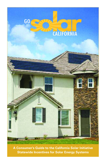 A Consumer's Guide To The California Solar Initiative Statewide .