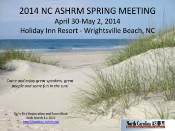 NC ASHRM SPRING MEETING April 30-May 2, 2014 Holiday Inn Resort .
