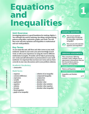 Equations 1 And Inequalities - Mrs. Alexandra Voinea