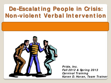 De-Escalating People In Crisis: Non-violent Verbal Intervention